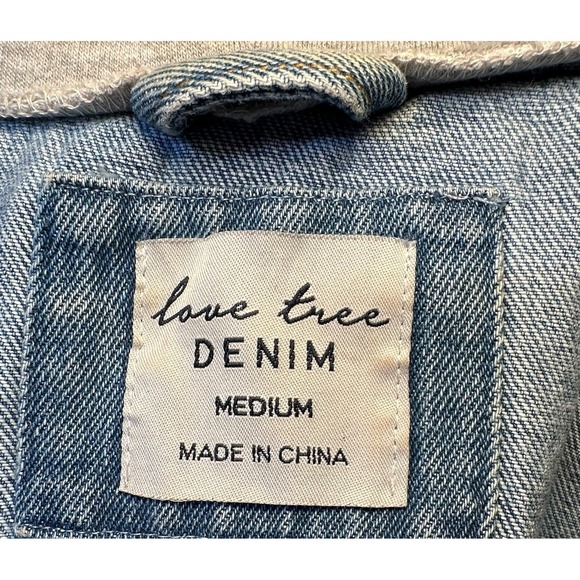 Love Tree Denim Jeans Cropped Jacket Girls Medium Full Zip & Button Gray Lining - Picture 7 of 10